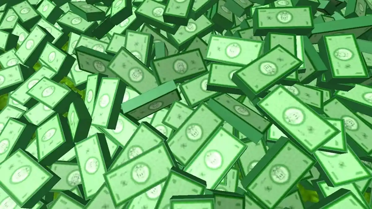 robux pile with a roblox logo on it